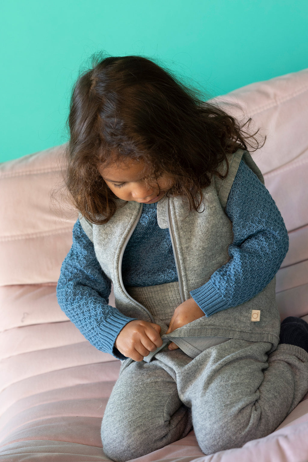 Disana Boiled Wool Vest Pink | Little Mino