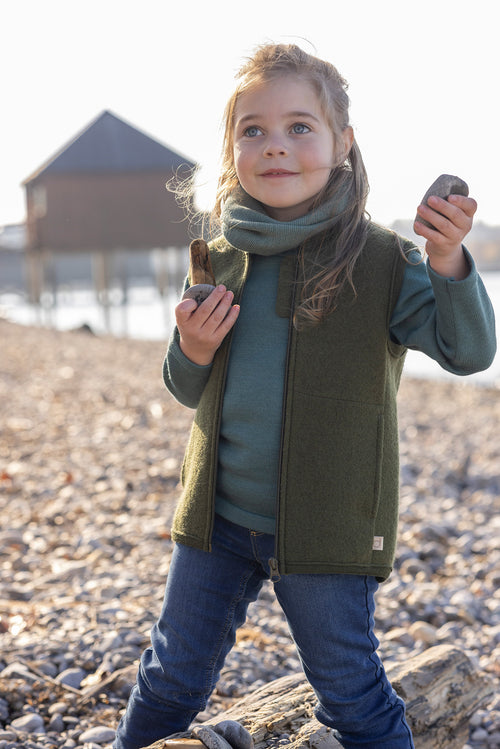 Disana Boiled Wool Vest Beige | Little Mino