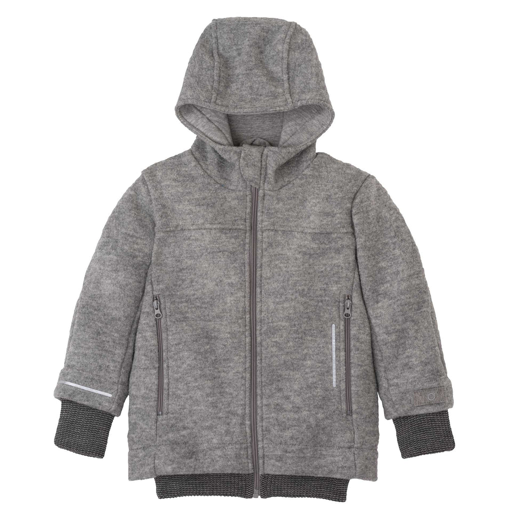Disana Boiled Wool Jacket Zip Gray | Little Mino