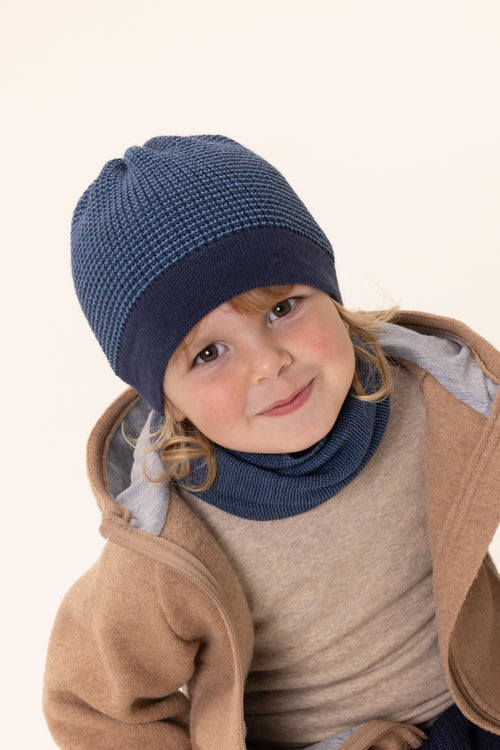 Disana Knitted Heritage Beanie Blue | Little Mino