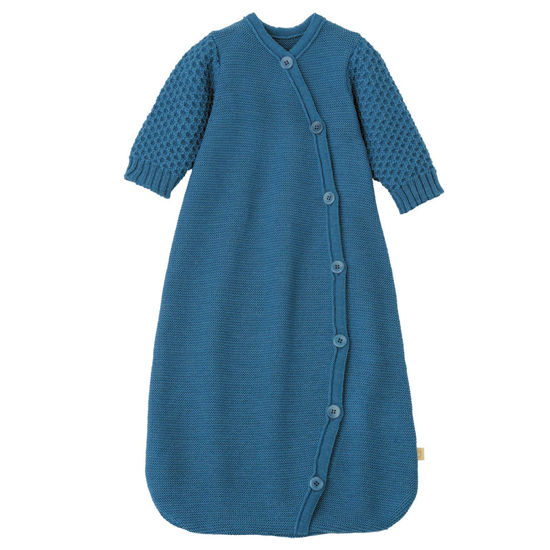 Disana Organic Merino Wool Long-Sleeve Knitted Sleeping Bag - Blue | Little Mino