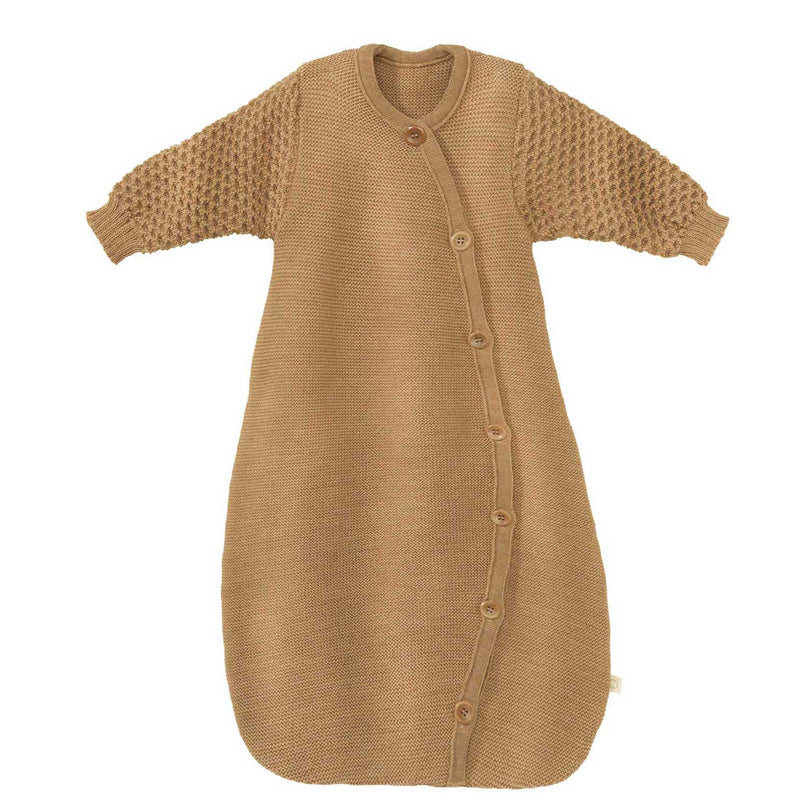 Disana Organic Merino Wool Long-Sleeve Knitted Sleeping Bag - Camel | Little Mino