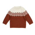 Esencia Aki Sweater - 100% Alpaca Fiber Ivory/Brick Red| Little Mino