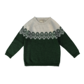 Esencia Aki Sweater - 100% Alpaca Fiber Ivory/Dark Green | Little Mino