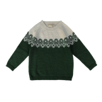 Esencia Aki Sweater - 100% Alpaca Fiber Ivory/Dark Green | Little Mino
