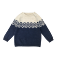 Esencia Aki Sweater - 100% Alpaca Fiber Ivory/Blue Navy | Little Mino
