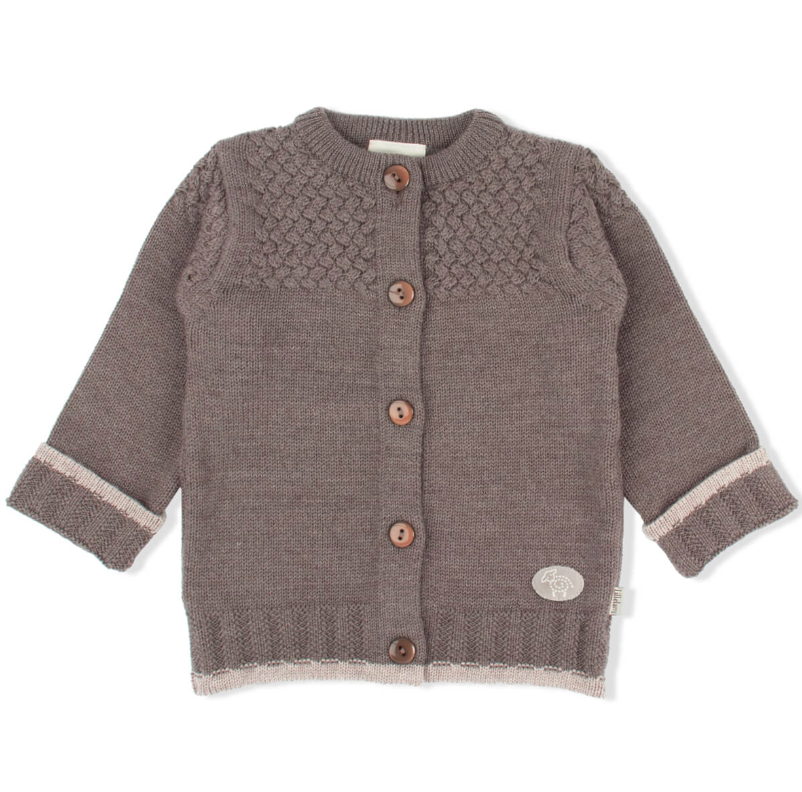 Lillelam Cardigan Classic 100%Merino Wool - Brown | Little Mino