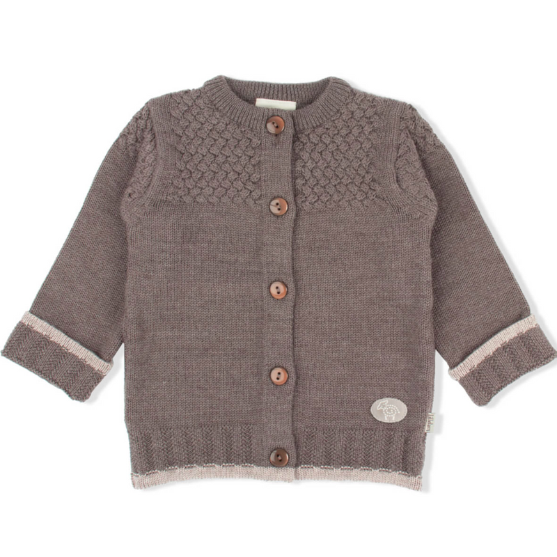 Lillelam Cardigan Classic 100%Merino Wool - Brown | Little Mino