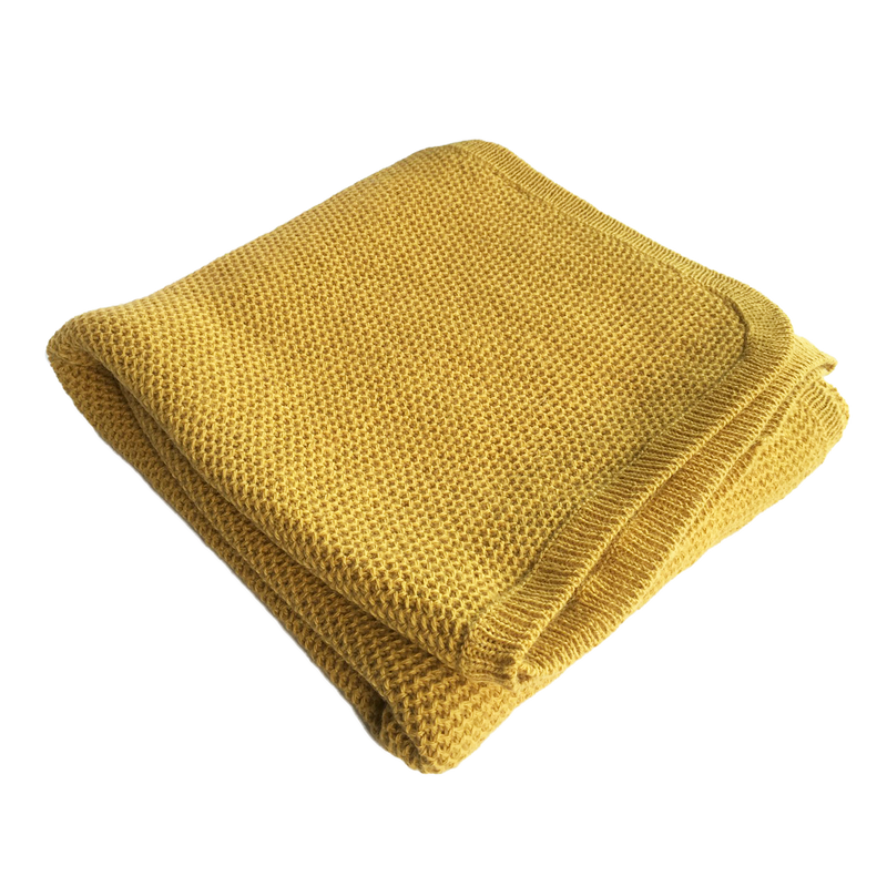 Esencia Cozy Blanket - 100% Alpaca Fiber Yellow, Amber | Little Mino
