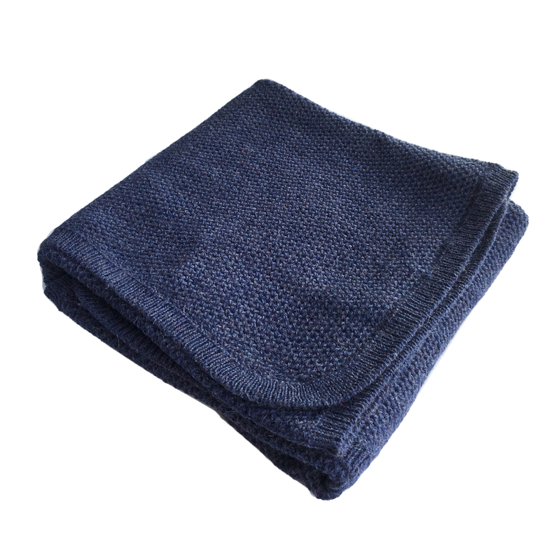 Esencia Cozy Blanket - 100% Alpaca Fiber Blue | Little Mino