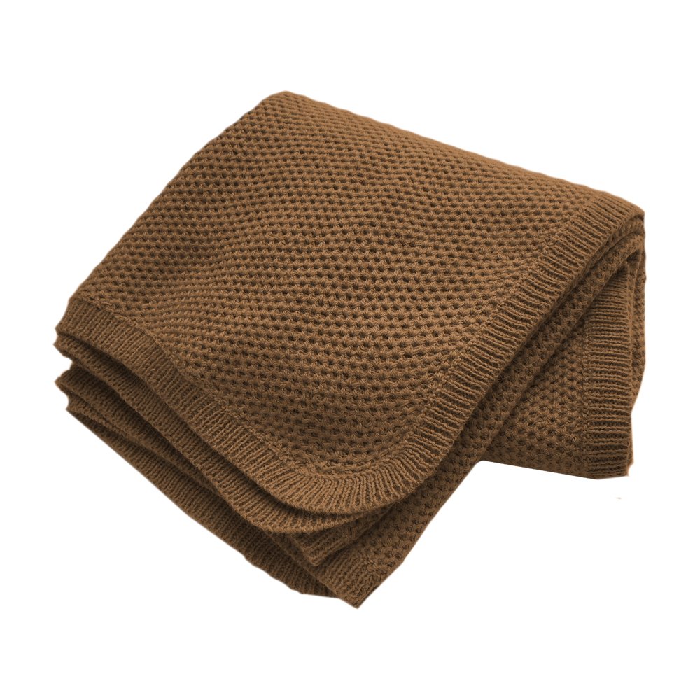 Esencia Cozy Blanket - 100% Alpaca Fiber Camel | Little Mino