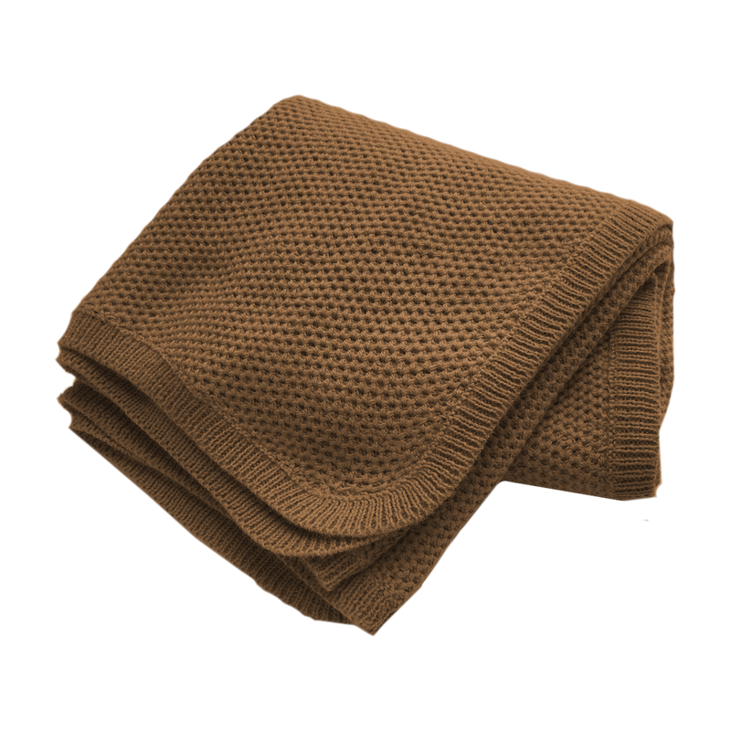 Esencia Cozy Blanket - 100% Alpaca Fiber Camel | Little Mino
