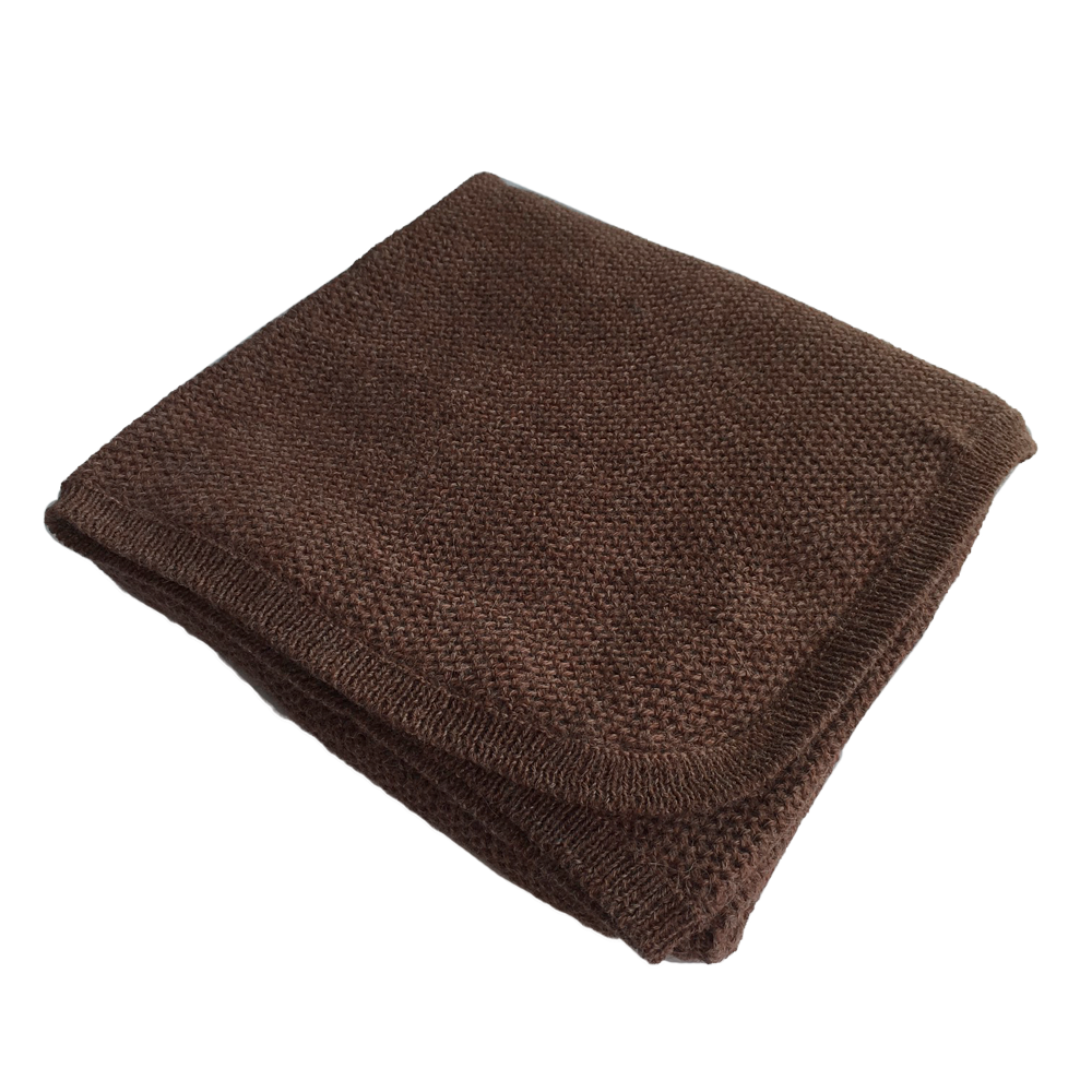 Esencia Cozy Blanket - 100% Alpaca Fiber Coffee | Little Mino