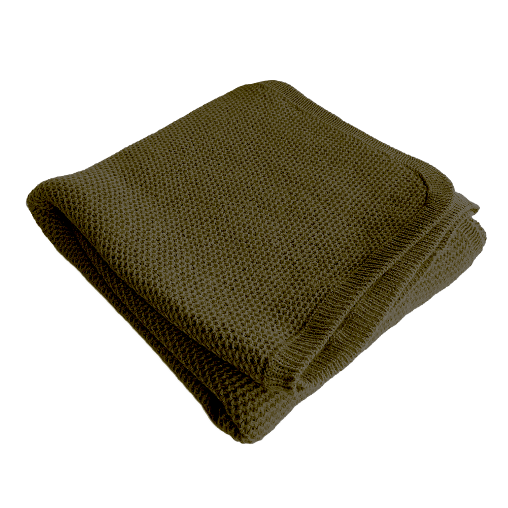 Esencia Cozy Blanket - 100% Alpaca Fiber Olive | Little Mino