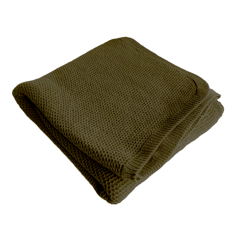 Esencia Cozy Blanket - 100% Alpaca Fiber Olive | Little Mino