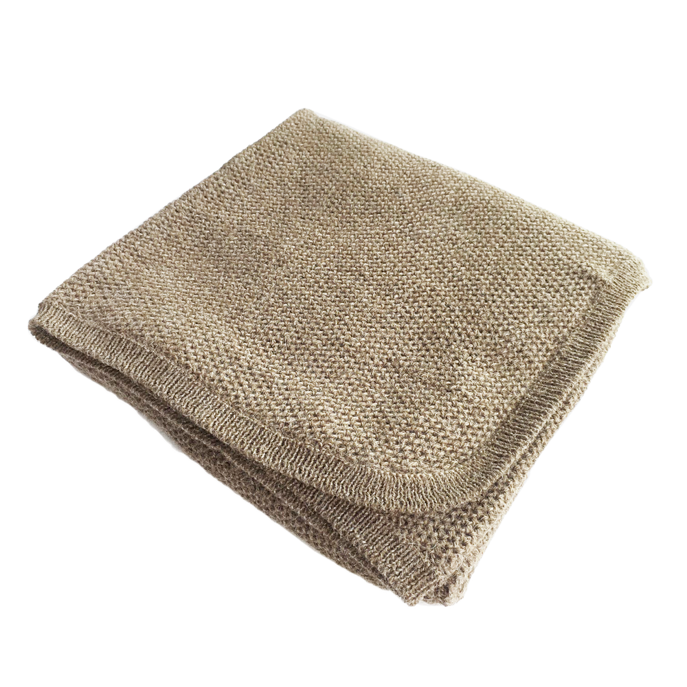 Esencia Cozy Blanket - 100% Alpaca Fiber Pebble | Little Mino