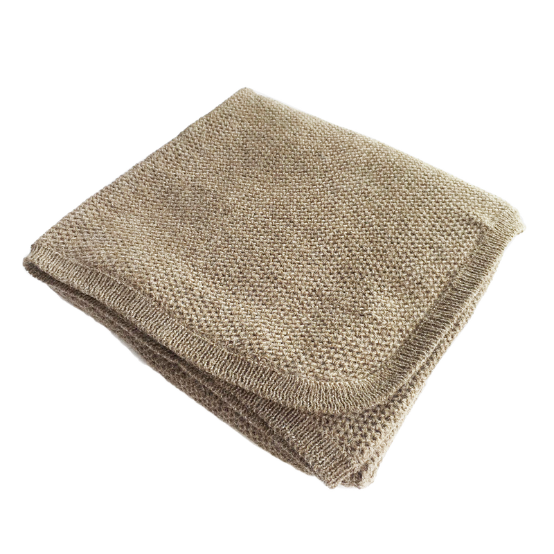 Esencia Cozy Blanket - 100% Alpaca Fiber Pebble | Little Mino