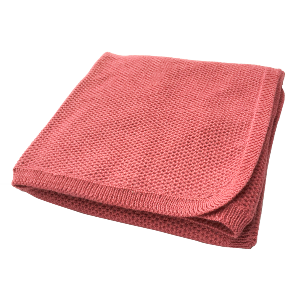 Esencia Cozy Blanket - 100% Alpaca Fiber Coral Pink | Little Mino