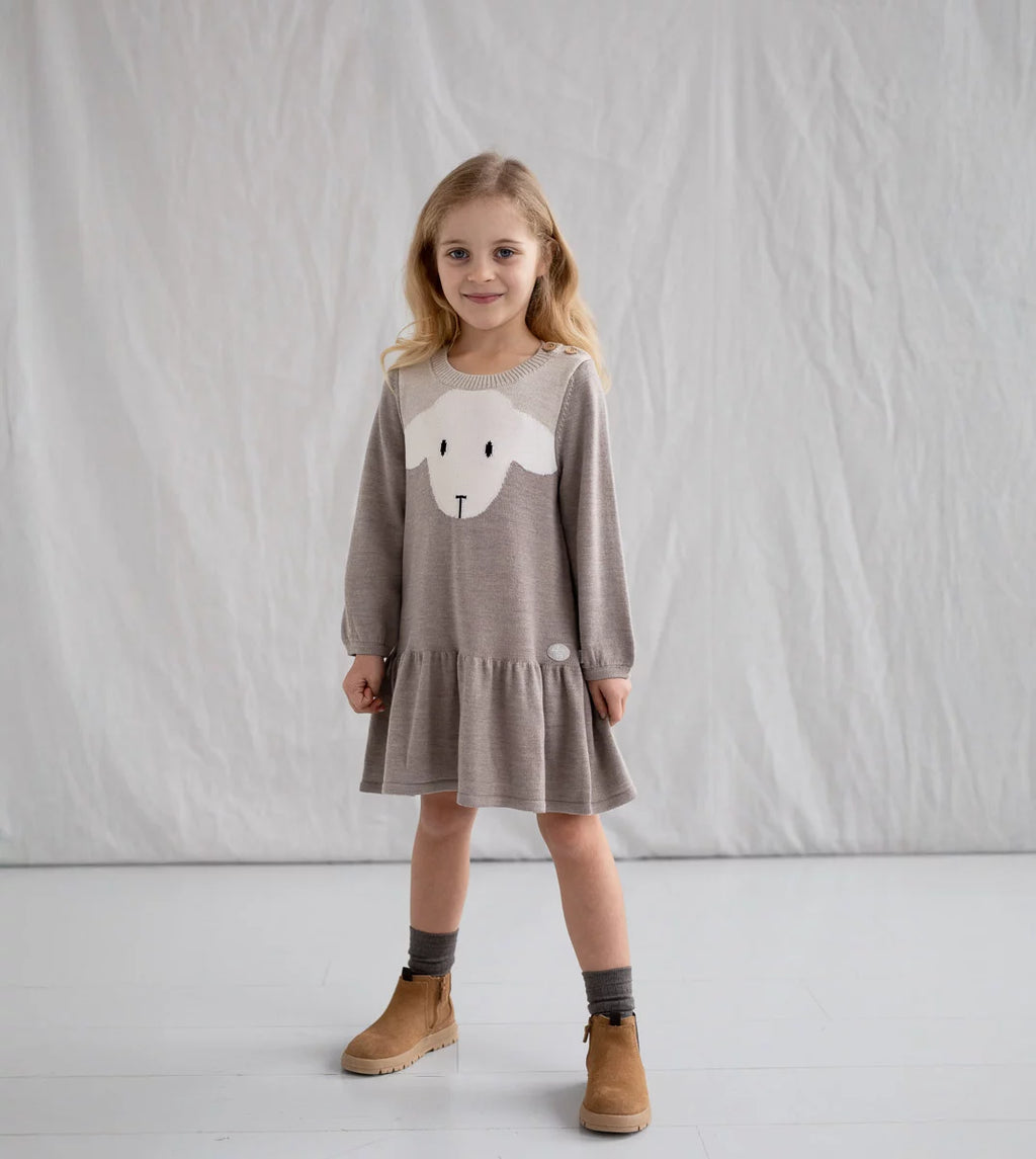 Lillelam Lammi Dress 100% Merino Beige | Little Mino