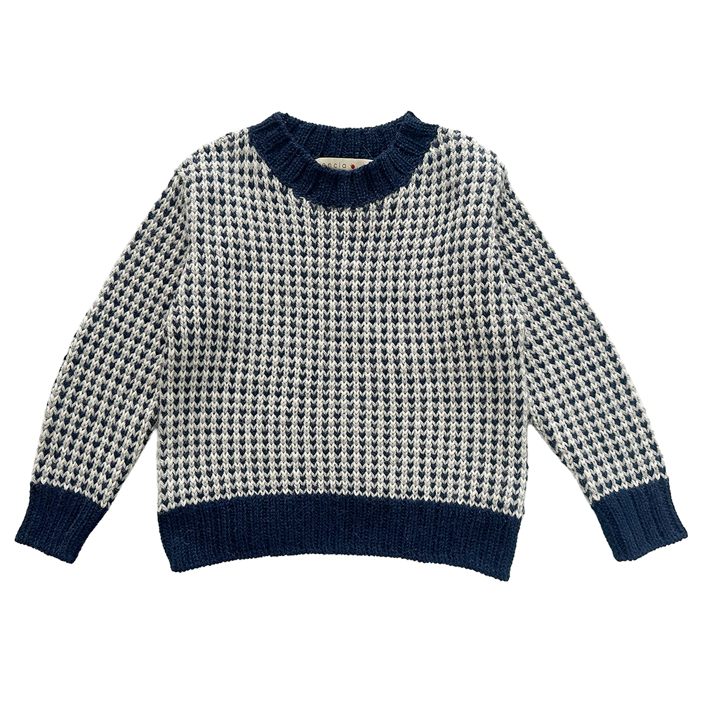 Esencia Alpaca Ginni Sweater - 100% Alpaca Fiber Navy / Dove Grey | Little Mino