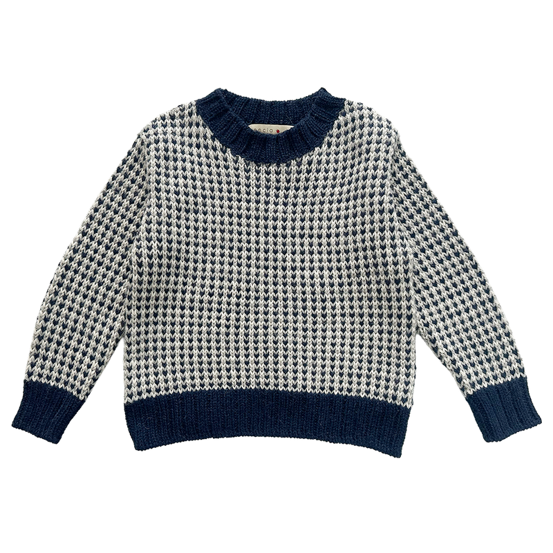 Esencia Alpaca Ginni Sweater - 100% Alpaca Fiber Navy / Dove Grey | Little Mino