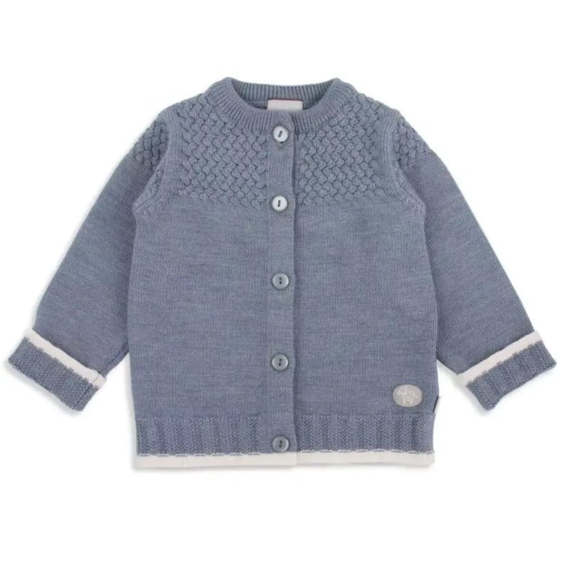 Lillelam Cardigan Classic 100%Merino Wool - Blue | Little Mino