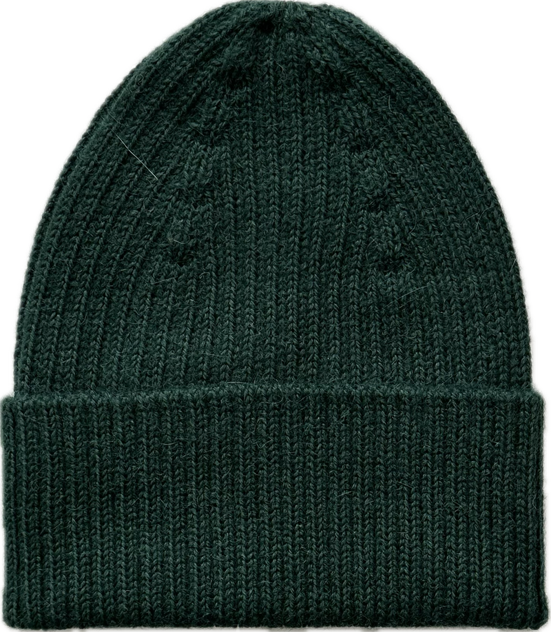 Esencia Alpaca Beanie Hat - 100% Alpaca Fiber Dark Green | Little Mino