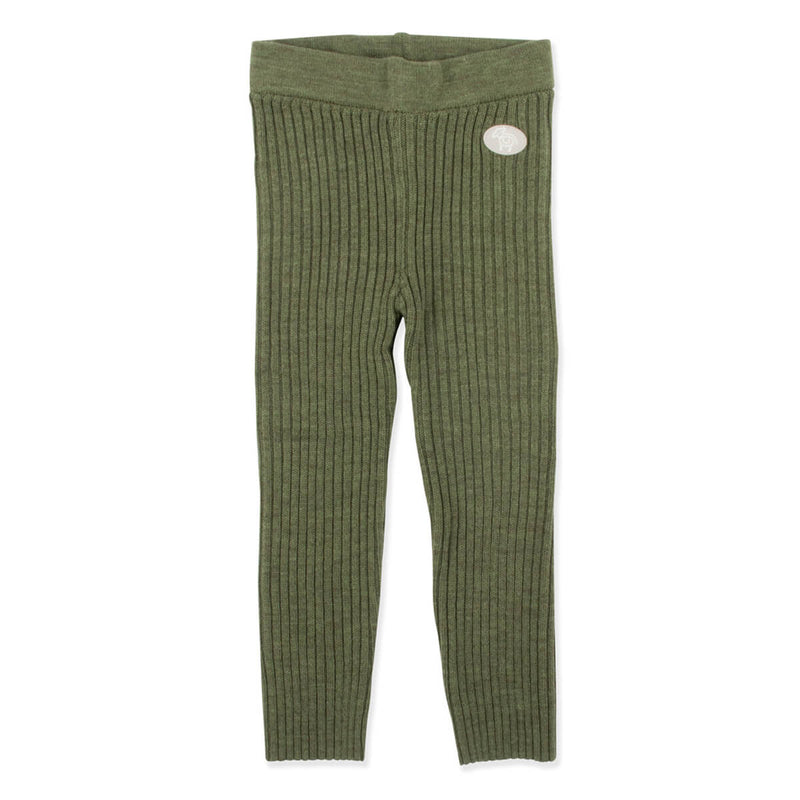 Lillelam 100% Merino Classic Rib Trousers - Olive Green | Little Mino