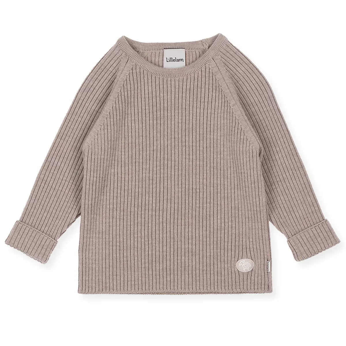 Lillelam 100% Merino Ribbed Jumper - Taupe Beige | Little Mino