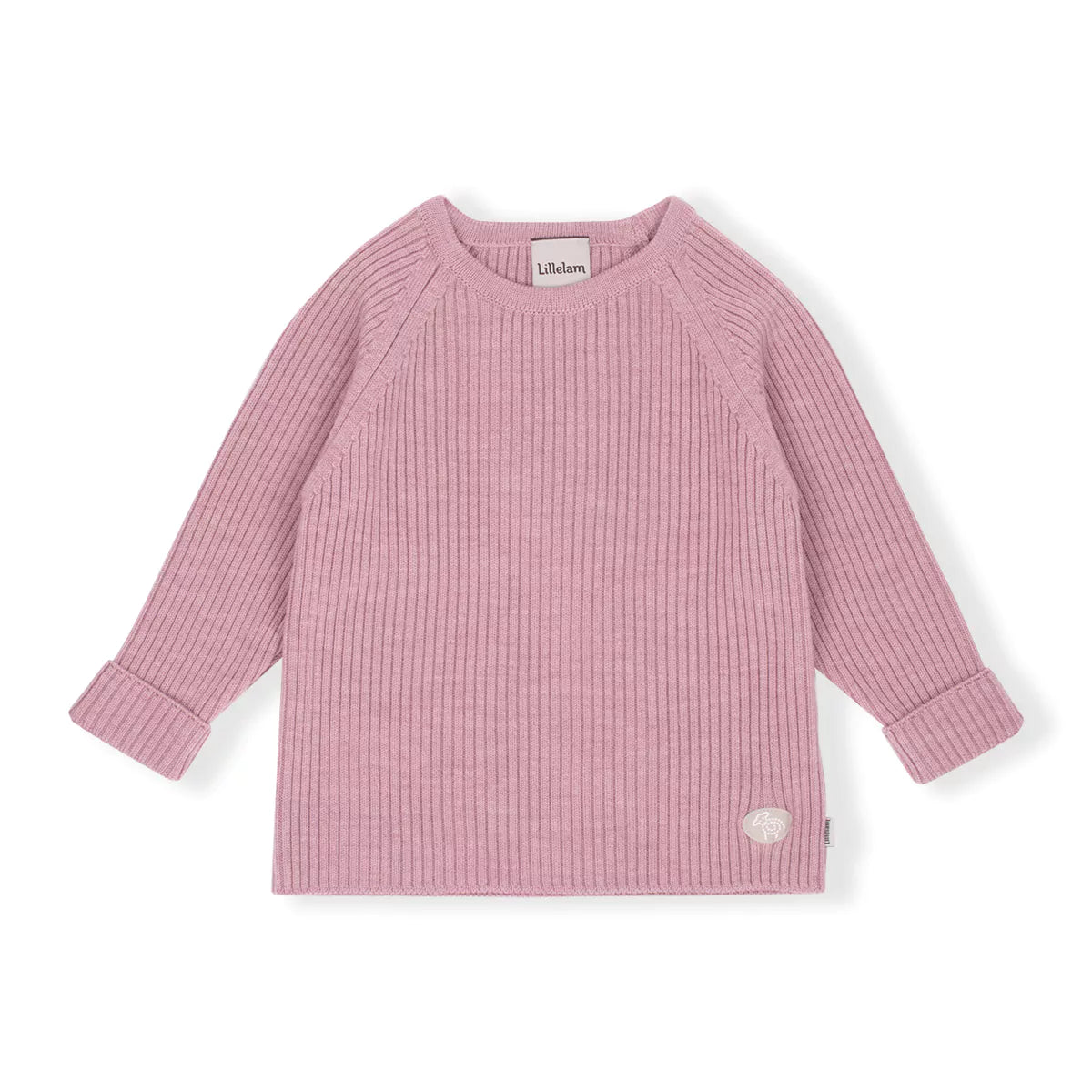 Lillelam 100% Merino Ribbed Jumper - Heather Pink | Little Mino