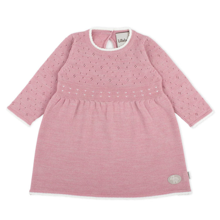 Lillelam Dress Thin Classic 100% Merino Heather Pink | Little Mino