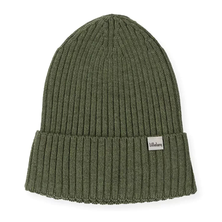 Lillelam 100% Merino Ribbed Beanie - Olive Green | Little Mino (Copy)