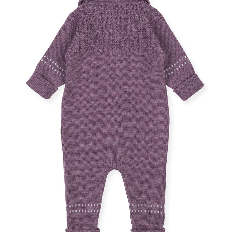 Lillelam Baby Bunting Suit Classic - 100% Merino Wool Baby Purple | Little Mino alternate view