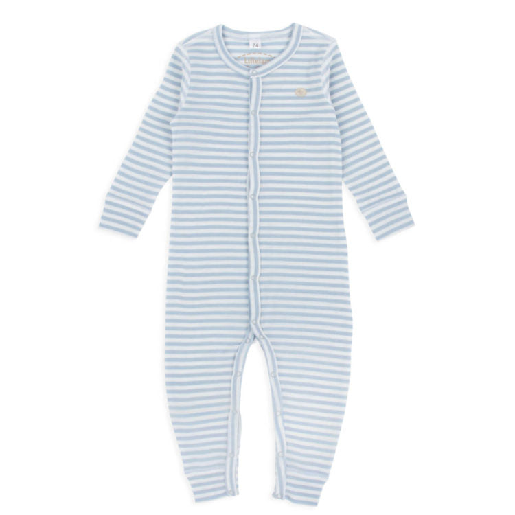 Lillelam 100% Merino Striped Wool Pyjamas - Light Blue | Little Mino
