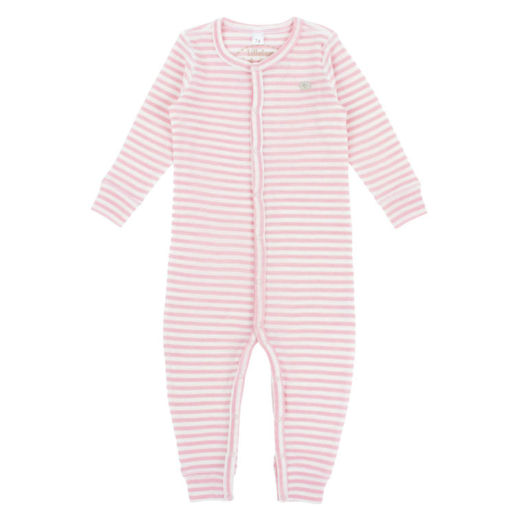 Lillelam 100% Merino Striped Wool Pyjamas - Sky Pink | Little Mino