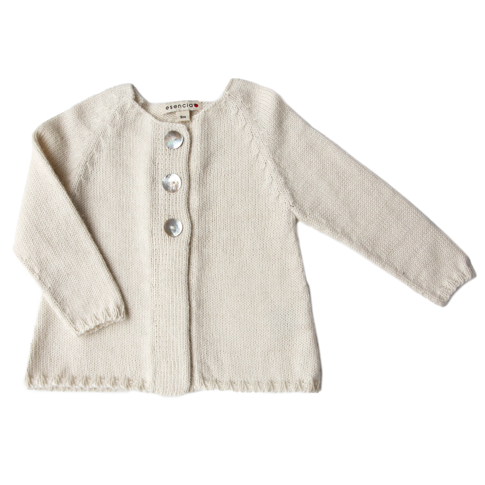 Esencia Alpaca Malou Cardigan - 100% Alpaca Fiber Ivory White | Little Mino