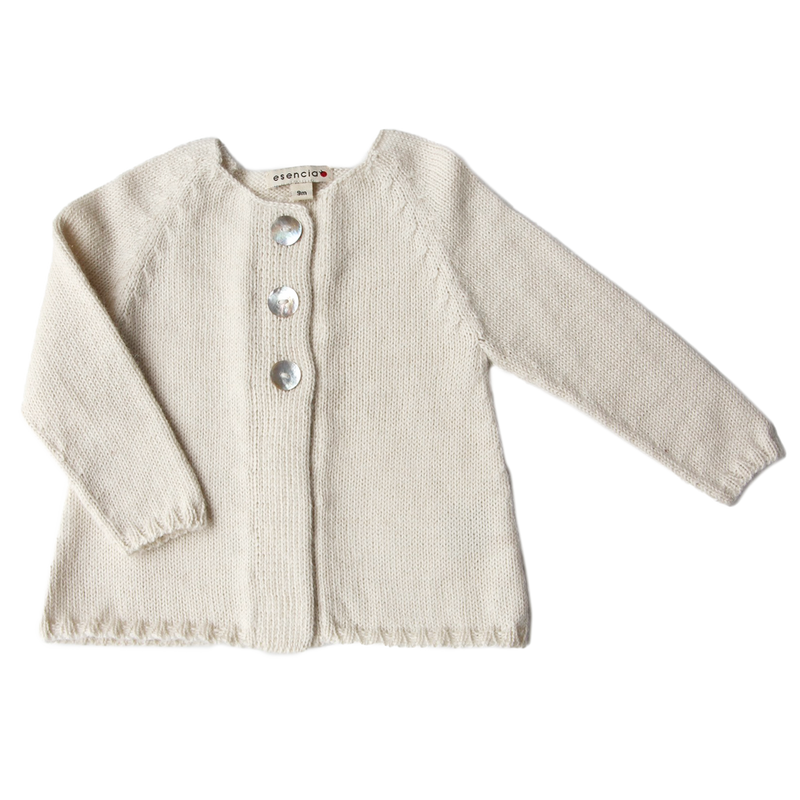 Esencia Alpaca Malou Cardigan - 100% Alpaca Fiber Ivory White | Little Mino
