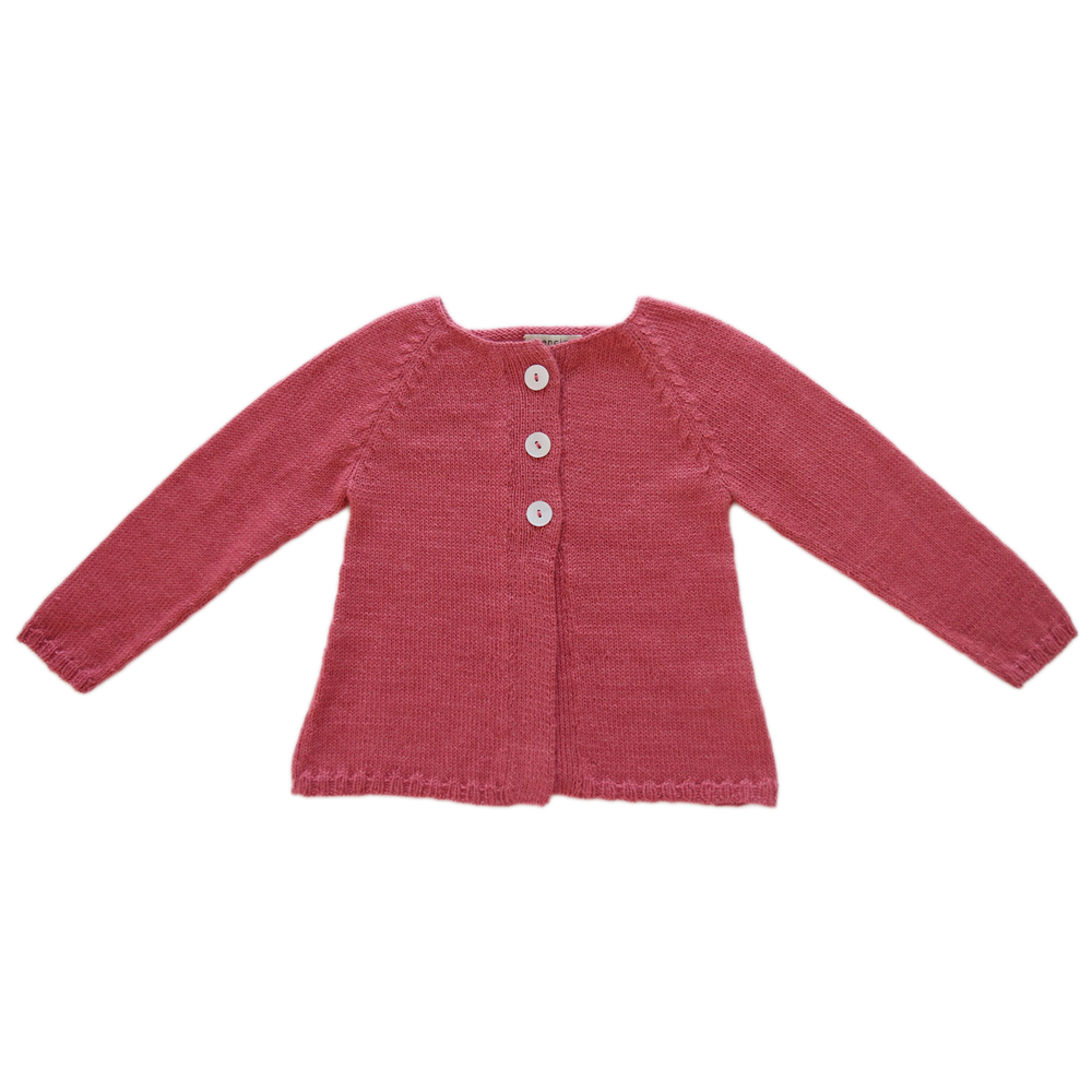 Esencia Alpaca Malou Cardigan - 100% Alpaca Fiber Ivory Pink Coral | Little Mino
