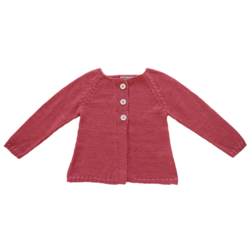 Esencia Alpaca Malou Cardigan - 100% Alpaca Fiber Ivory Pink Coral | Little Mino