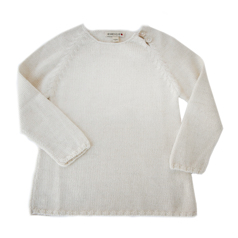 Esencia Alpaca Mary Sweater - 100% Alpaca Fiber White Ivory | Little Mino