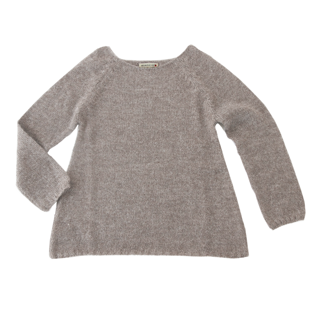 Esencia Alpaca Mary Sweater - 100% Alpaca Fiber Pebble | Little Mino