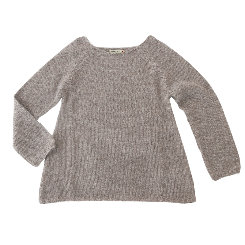 Esencia Alpaca Mary Sweater - 100% Alpaca Fiber Pebble | Little Mino