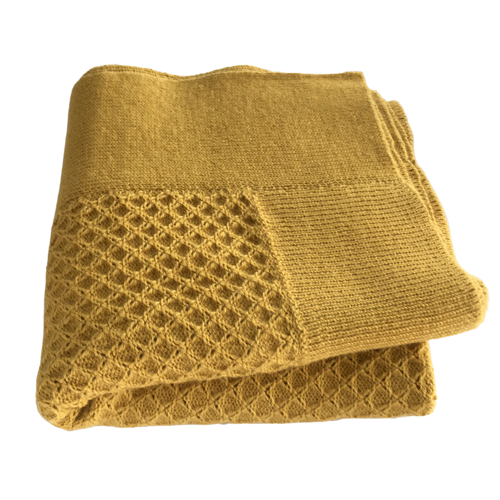 Esencia Maya Blanket - 100% Alpaca Fiber Yellow, Amber | Little Mino