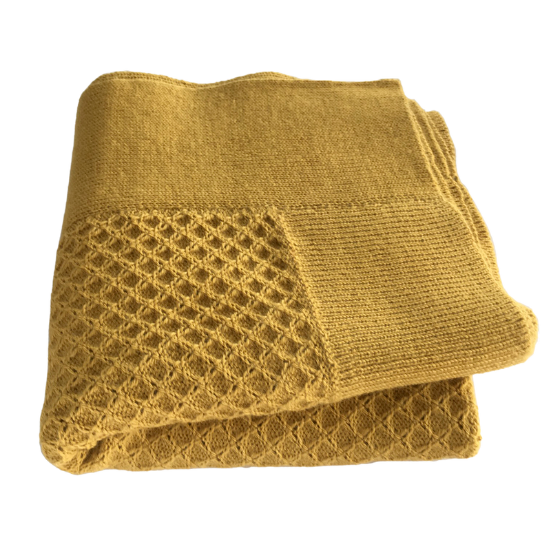Esencia Maya Blanket - 100% Alpaca Fiber Yellow, Amber | Little Mino