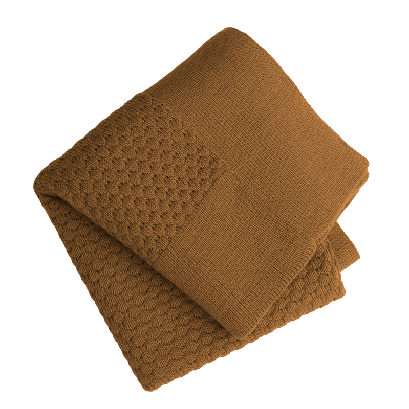 Esencia Maya Blanket - 100% Alpaca Fiber Camel | Little Mino