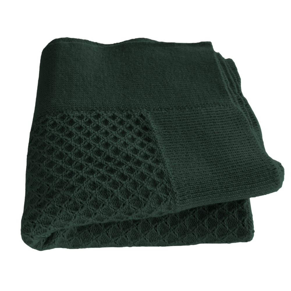 Esencia Maya Blanket - 100% Alpaca Fiber Dark Green | Little Mino