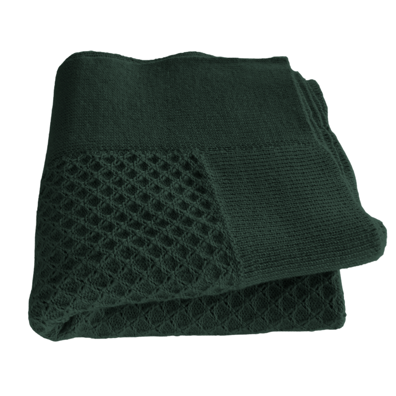 Esencia Maya Blanket - 100% Alpaca Fiber Dark Green | Little Mino