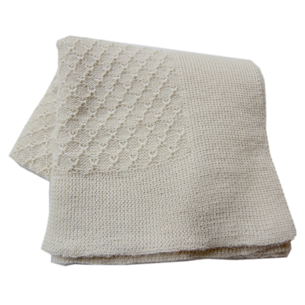 Esencia Maya Blanket - 100% Alpaca Fiber White Ivory | Little Mino