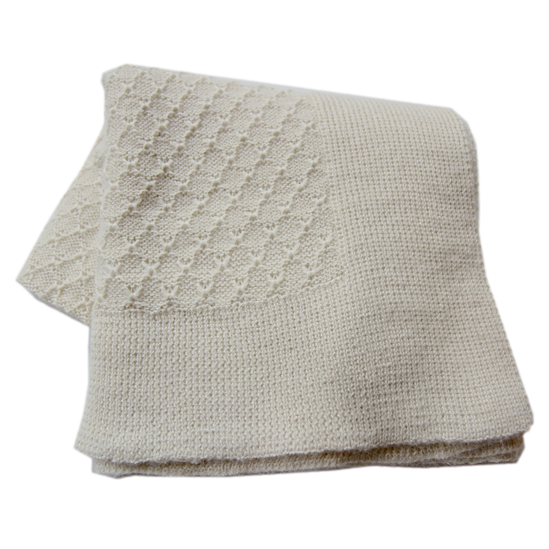 Esencia Maya Blanket - 100% Alpaca Fiber White Ivory | Little Mino