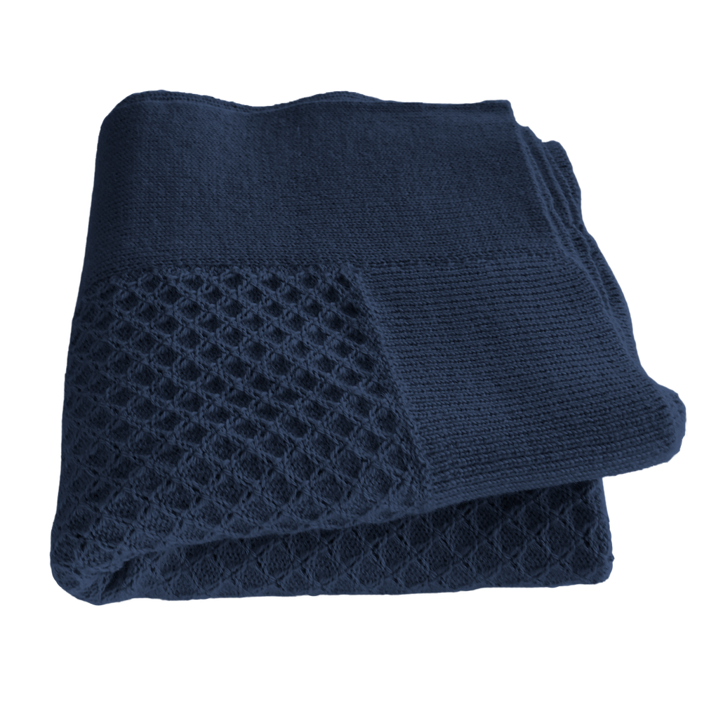 Esencia Maya Blanket - 100% Alpaca Fiber Navy | Little Mino